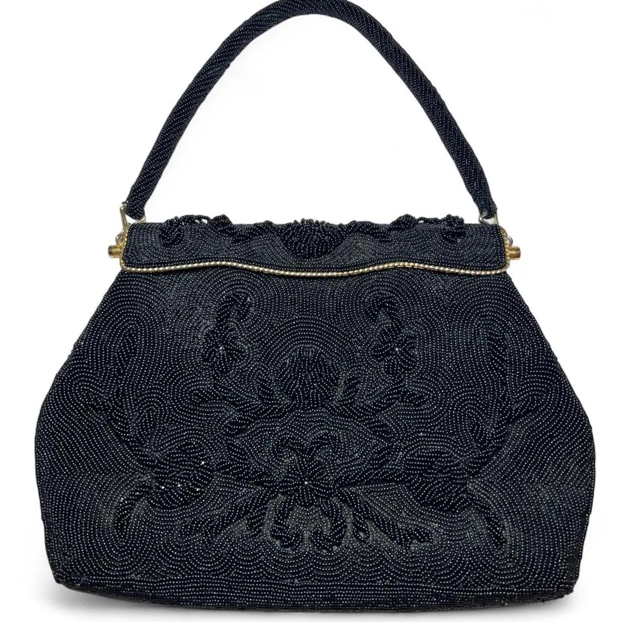 Vintage 50s Black Beaded Evening Bag/Formal Purse, photo 4 of 5