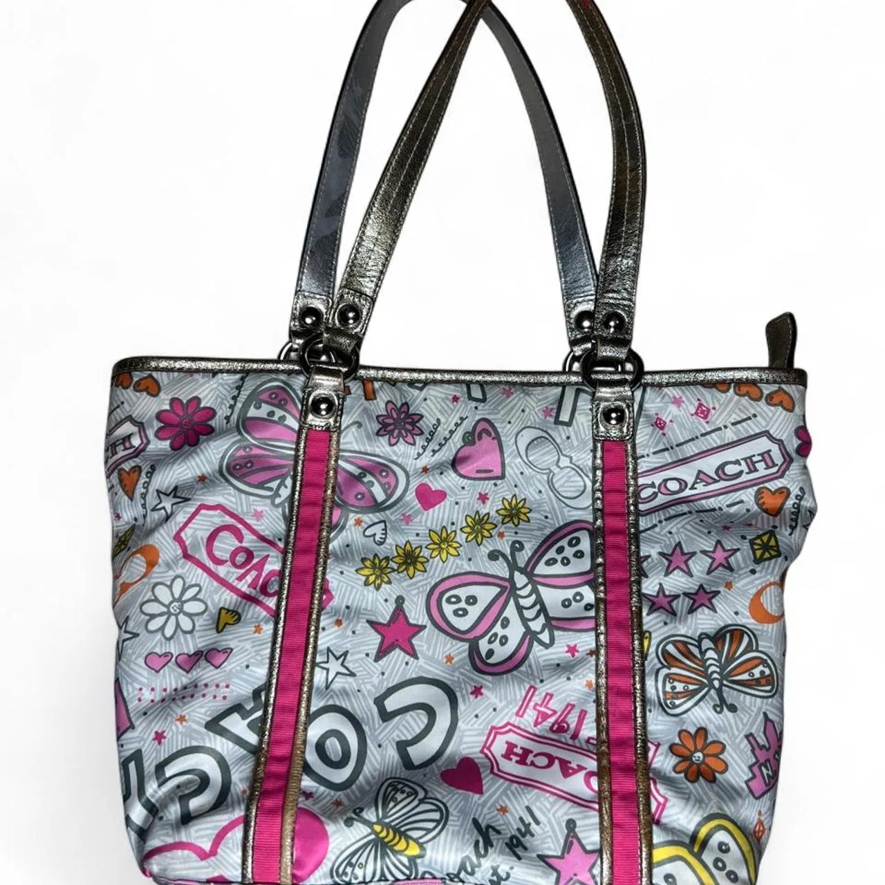 Vintage Y2K Coach Bandana Graffiti Butterfly Shoulder Bag/Tote, photo 3 of 6