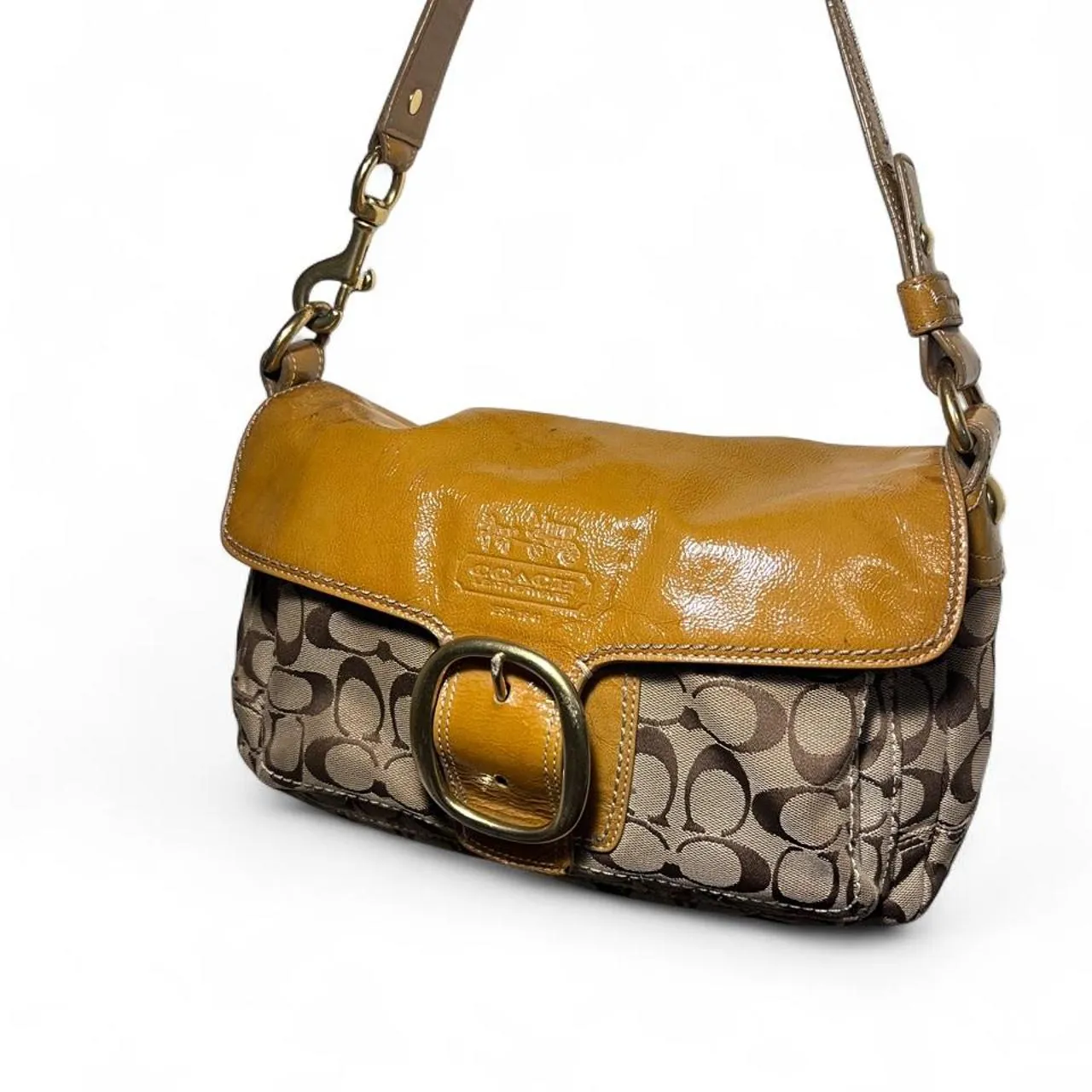 Vintage Coach Y2K Bleeker Legacy Flap Signature Buckle Shoulder Bag, photo 2 of 7