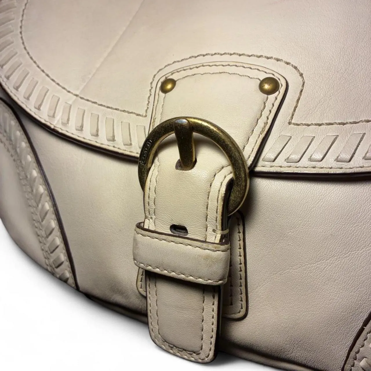 Vintage Coach Poppy Cream Braided Whipstitch Leather Hobo/Shoulder Bag, photo 2 of 7