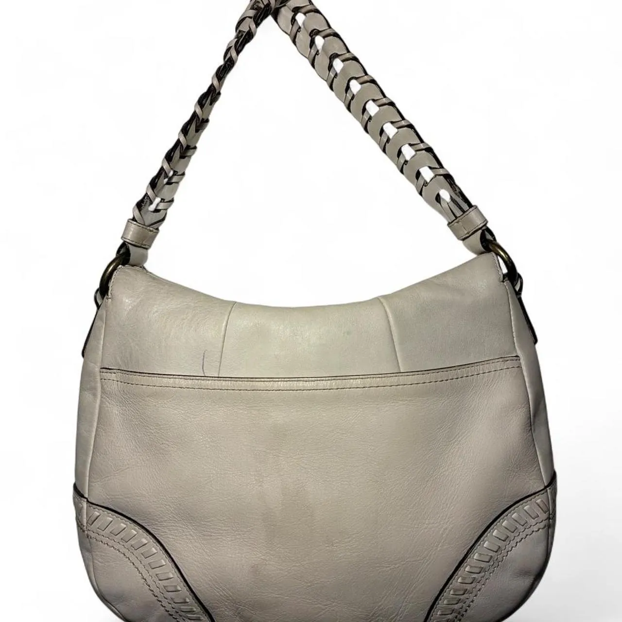 Vintage Coach Poppy Cream Braided Whipstitch Leather Hobo/Shoulder Bag, photo 3 of 7