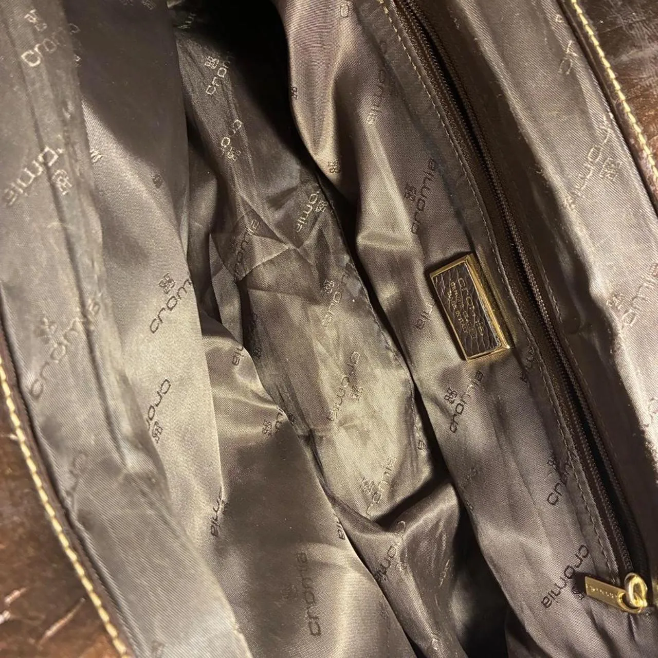 Vintage Cromia Croc Embossed & Calf Hair Cowhide Italian Leather Handbag, photo 7 of 8
