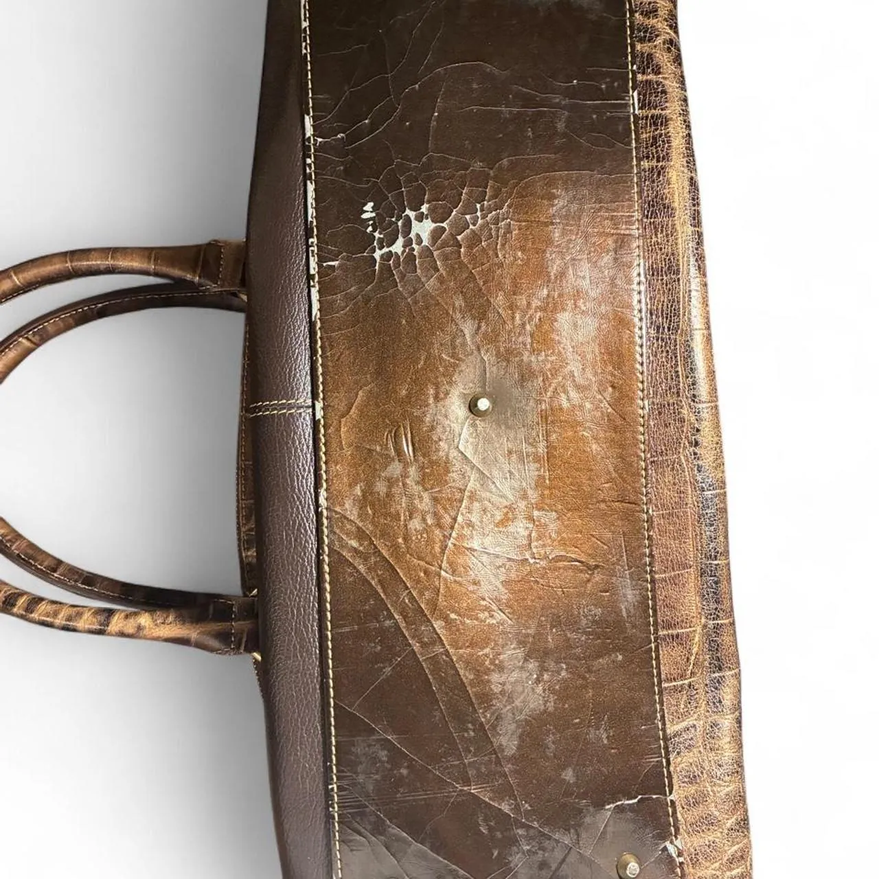 Vintage Cromia Croc Embossed & Calf Hair Cowhide Italian Leather Handbag, photo 8 of 8