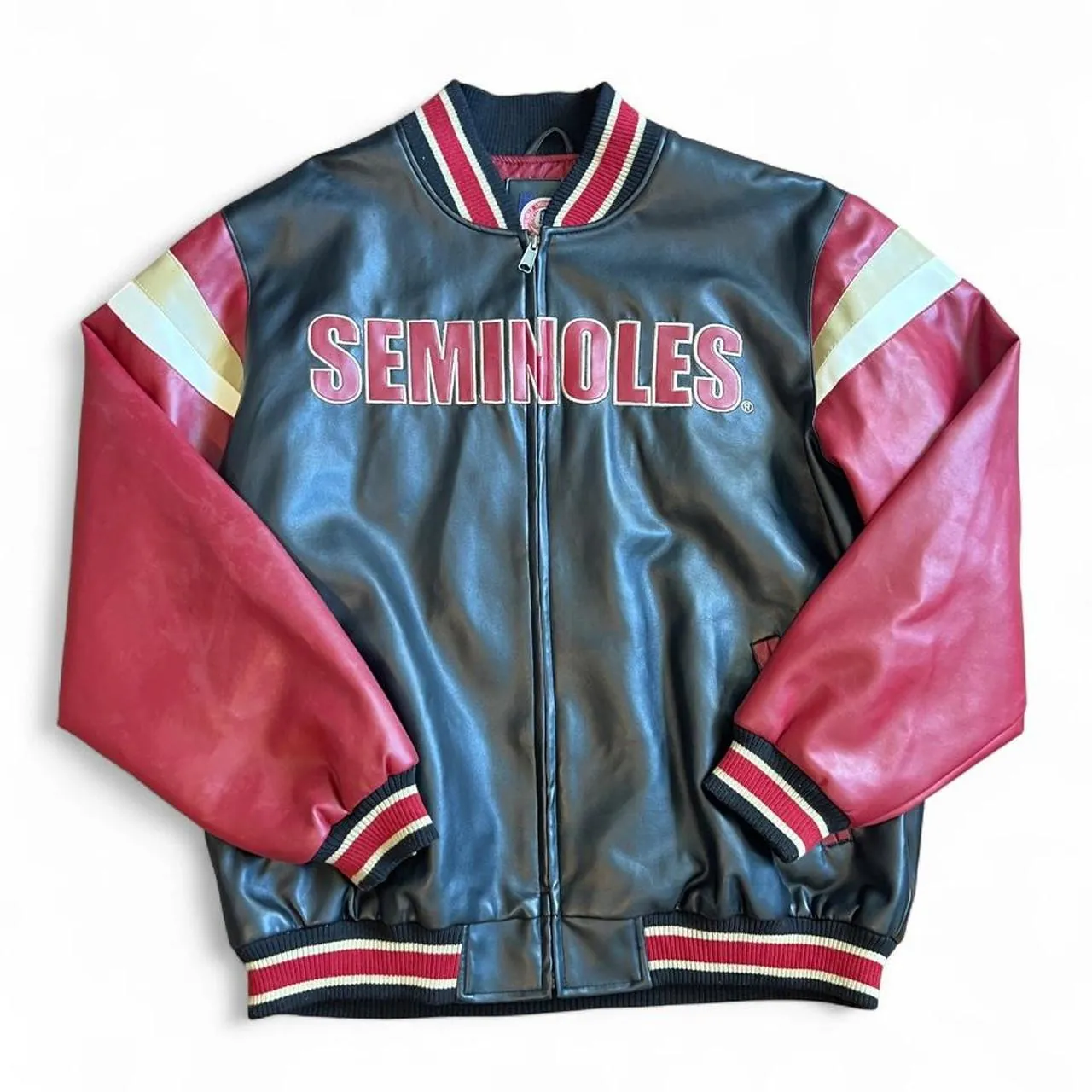 Vintage 90s Florida State Seminoles Football Leather Varsity Jacket, photo 1 of 6