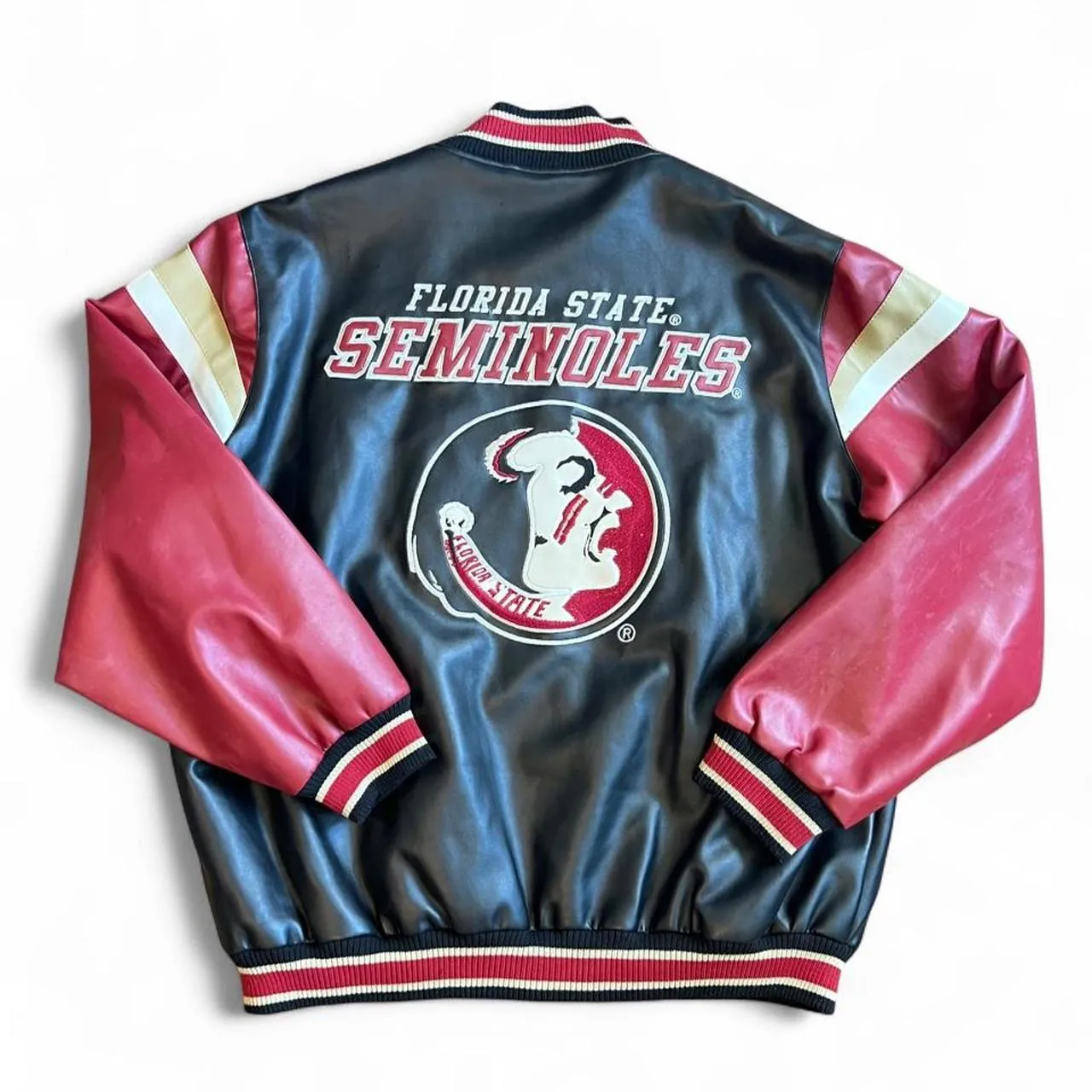 Vintage 90s Florida State Seminoles Football Leather Varsity Jacket, photo 2 of 6