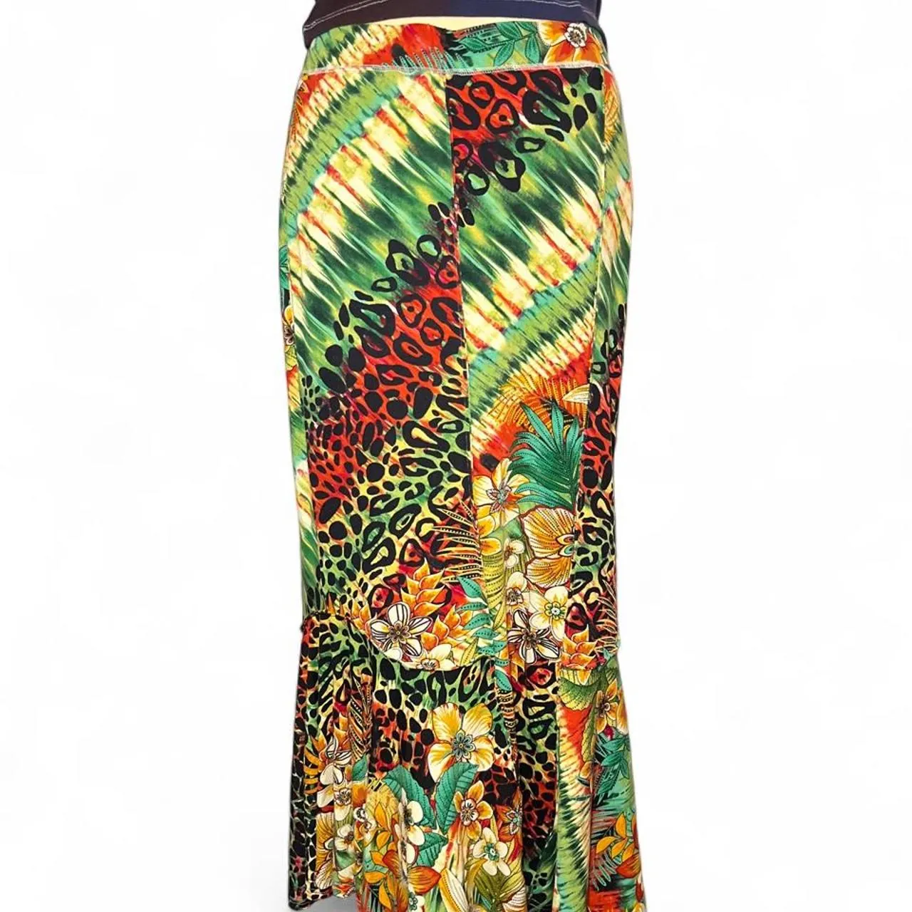 Cristina Boho Tropical Maxi Skirt with Leopard Print and Floral Motifs, photo 5 of 6