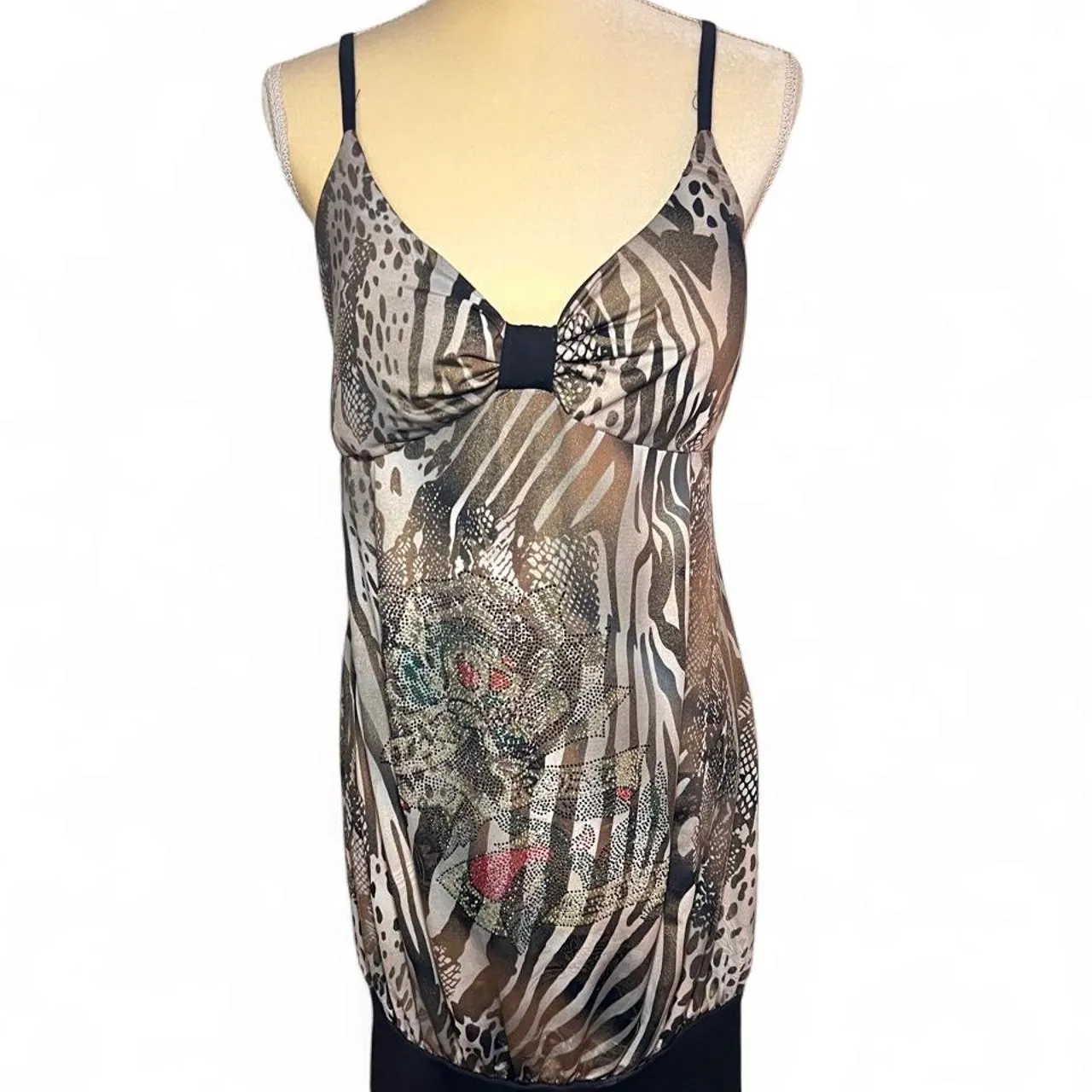 Vintage Y2K Ed Hardy Animal Print Rhinestone Mini Dress, photo 1 of 6
