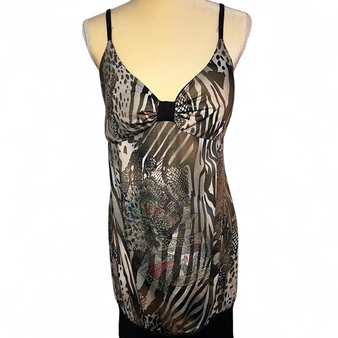 Vintage Y2K Ed Hardy Animal Print Rhinestone Mini Dress, photo 2 of 6